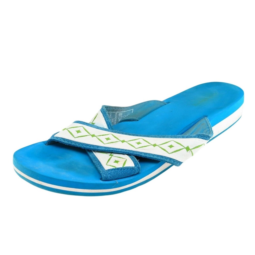 Lands' End Sz 9 M Blue Flip Flop Leather Women Sandals